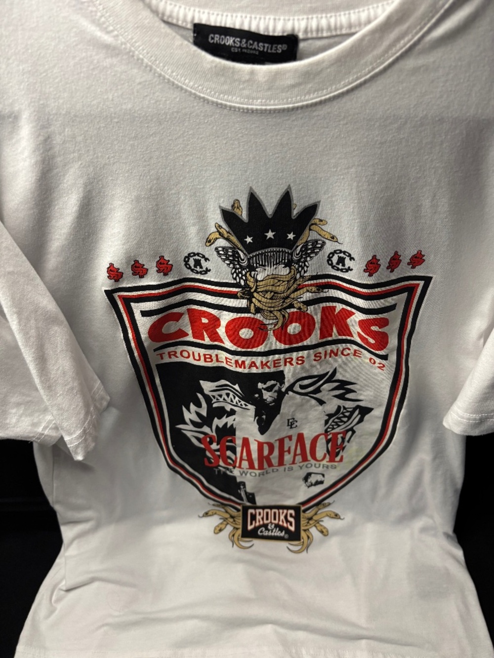 Crooks & Castles Scarface Tony Montana Graphic T Shirt Men’s Large White.
